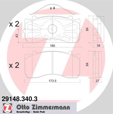 Brake Pad Set, disc brake ZIMMERMANN 29148.340.3