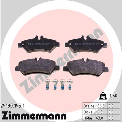 ZIMMERMANN 29190.195.1 Brake Pad Set, disc brake