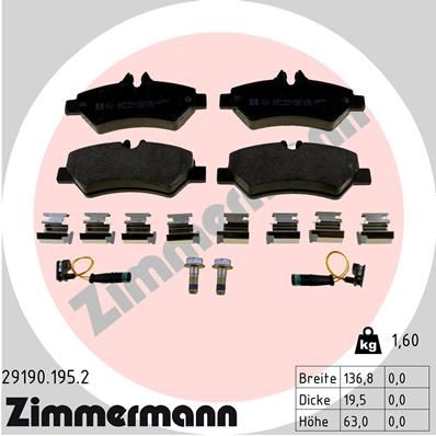 Brake Pad Set, disc brake ZIMMERMANN 29190.195.2