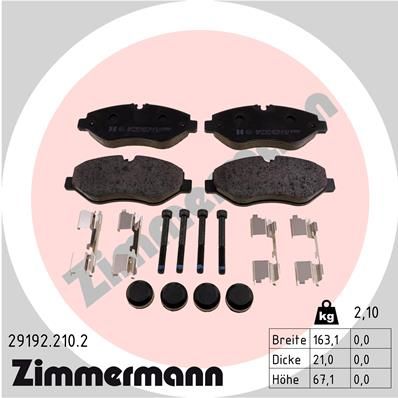 Brake Pad Set, disc brake ZIMMERMANN 29192.210.2