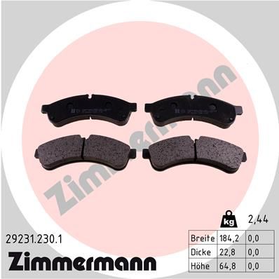 Brake Pad Set, disc brake ZIMMERMANN 29231.230.1