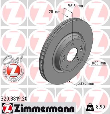 Brake Disc ZIMMERMANN 320.3819.20