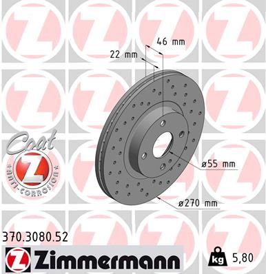 ZIMMERMANN 370.3080.52 Brake Disc