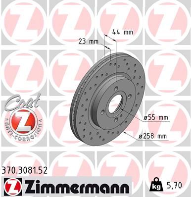 Brake Disc ZIMMERMANN 370.3081.52