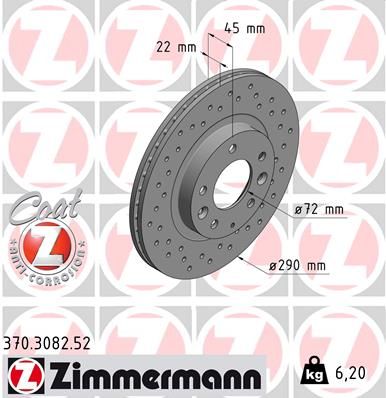 Brake Disc ZIMMERMANN 370.3082.52