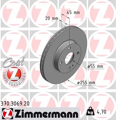 Brake Disc ZIMMERMANN 370.3069.20