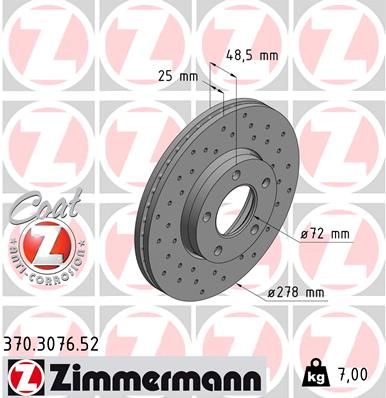 ZIMMERMANN 370.3076.52 Brake Disc