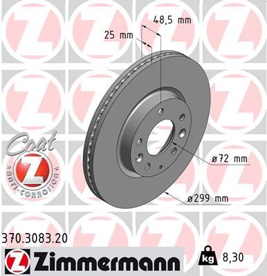 Brake Disc ZIMMERMANN 370.3083.20