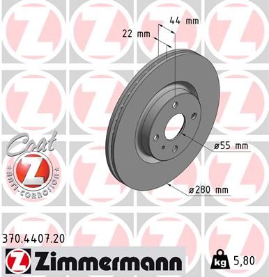 Brake Disc ZIMMERMANN 370.4407.20