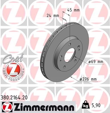 Brake Disc ZIMMERMANN 380.2164.20