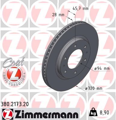 ZIMMERMANN 380.2173.20 Brake Disc