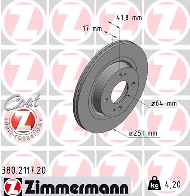 ZIMMERMANN 380.2117.20 Brake Disc