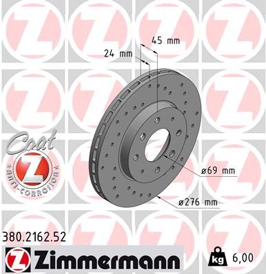 Brake Disc ZIMMERMANN 380.2162.52