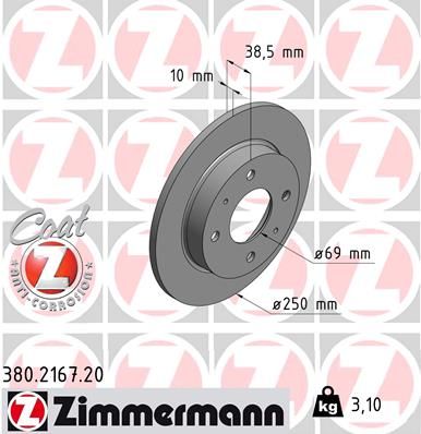 ZIMMERMANN 380.2167.20 Brake Disc