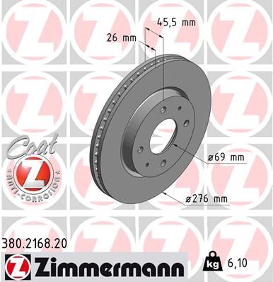 Brake Disc ZIMMERMANN 380.2168.20