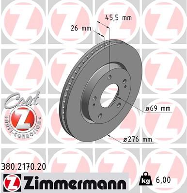 Brake Disc ZIMMERMANN 380.2170.20