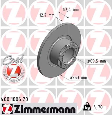 Brake Disc ZIMMERMANN 400.1006.20