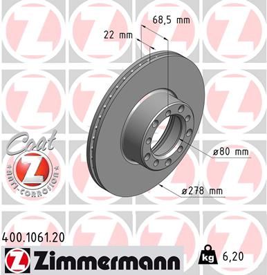 ZIMMERMANN 400.1061.20 Brake Disc