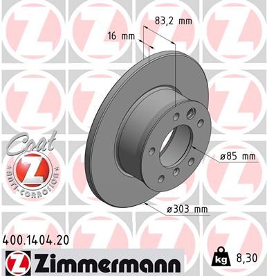 ZIMMERMANN 400.1404.20 Brake Disc