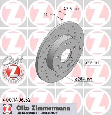 Brake Disc ZIMMERMANN 400.1406.52