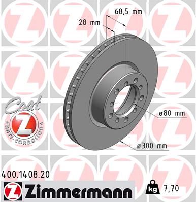 Brake Disc ZIMMERMANN 400.1408.20