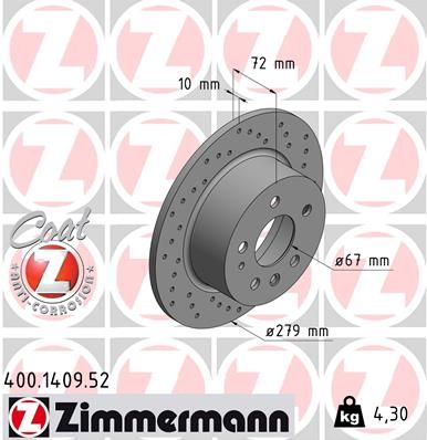 ZIMMERMANN 400.1409.52 Brake Disc
