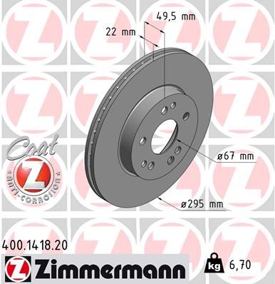 Brake Disc ZIMMERMANN 400.1418.20