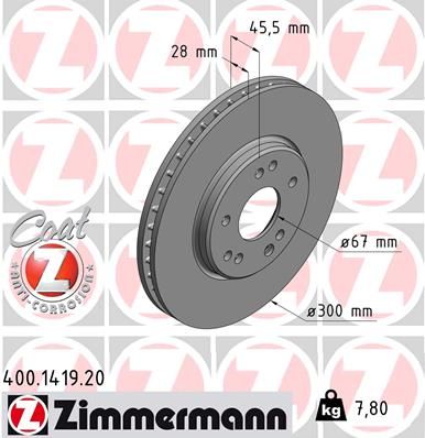 Brake Disc ZIMMERMANN 400.1419.20