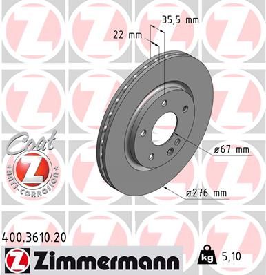 Brake Disc ZIMMERMANN 400.3610.20