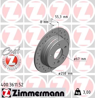 ZIMMERMANN 400.3611.52 Brake Disc