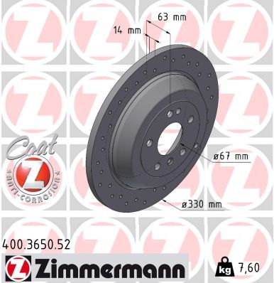 Brake Disc ZIMMERMANN 400.3650.52