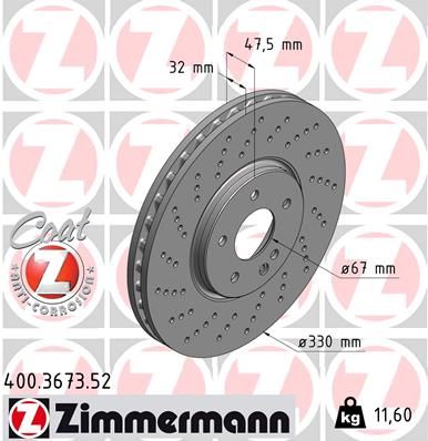 ZIMMERMANN 400.3673.52 Brake Disc