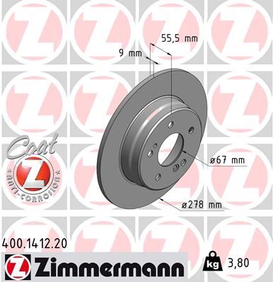 ZIMMERMANN 400.1412.20 Brake Disc