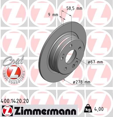 Brake Disc ZIMMERMANN 400.1420.20