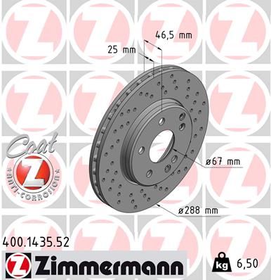 Brake Disc ZIMMERMANN 400.1435.52