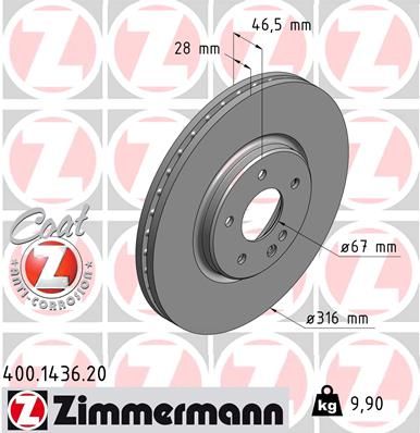 Brake Disc ZIMMERMANN 400.1436.20