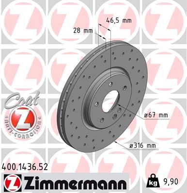 Brake Disc ZIMMERMANN 400.1436.52