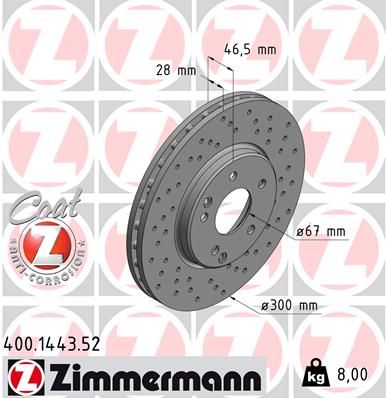 ZIMMERMANN 400.1443.52 Brake Disc