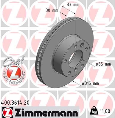 Brake Disc ZIMMERMANN 400.3614.20