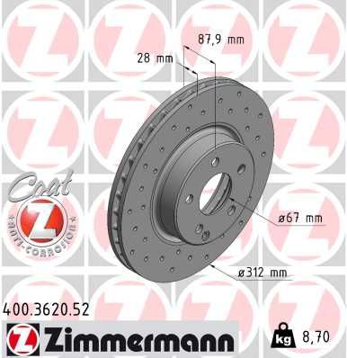 Brake Disc ZIMMERMANN 400.3620.52