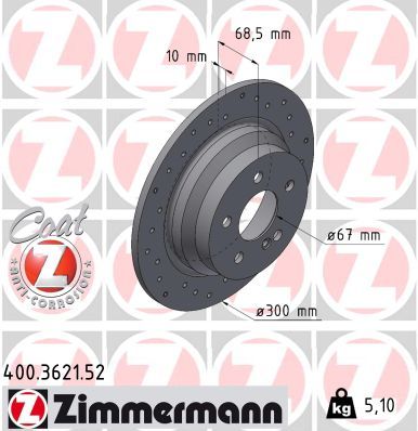 ZIMMERMANN 400.3621.52 Brake Disc