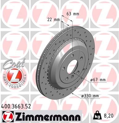 Brake Disc ZIMMERMANN 400.3663.52