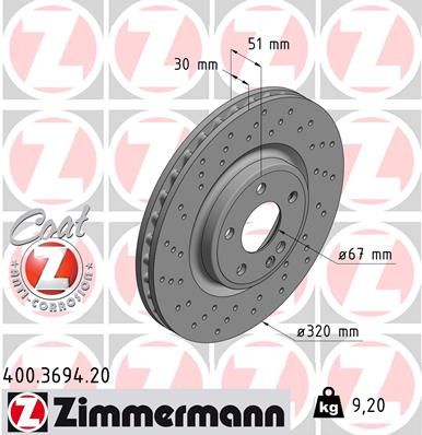 ZIMMERMANN 400.3694.20 Brake Disc