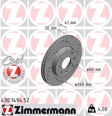 Brake Disc ZIMMERMANN 430.1494.52