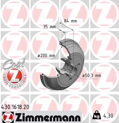 Brake Drum ZIMMERMANN 430.1618.20