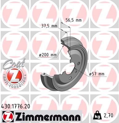 ZIMMERMANN 430.1776.20 Brake Drum