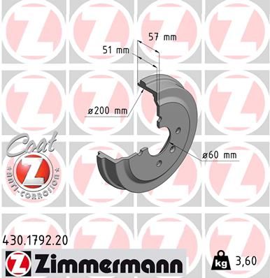 ZIMMERMANN 430.1792.20 Brake Drum