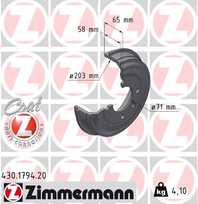 Brake Drum ZIMMERMANN 430.1794.20