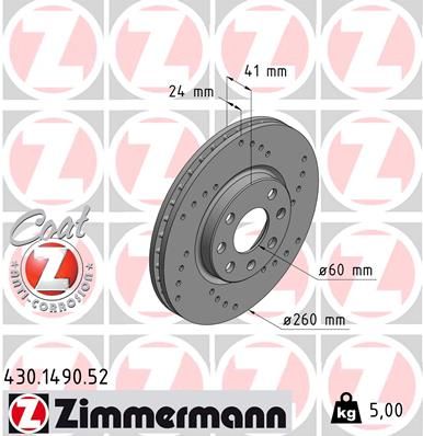ZIMMERMANN 430.1490.52 Brake Disc