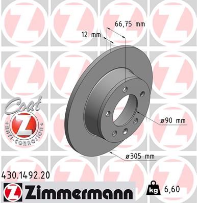 ZIMMERMANN 430.1492.20 Brake Disc